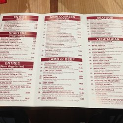 Royal Indians in Bacchus - Menu