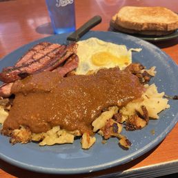 I think this is the Italian sausage and eggs with chili and no beans