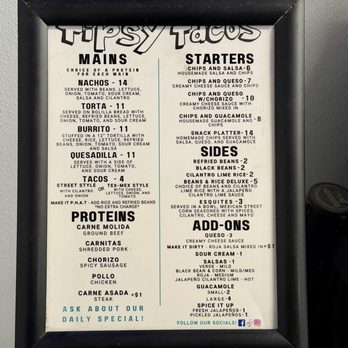 Tipsy Tacos - Menu  @ColumbusFoodDude - Food Trucks Near Me - Columbus, Ohio