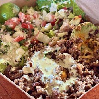 The Yard Food Park - Carne Asada over baked avocado - so good!! - Food Court Near Me - Salem, Oregon