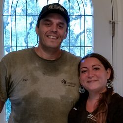 Hunt and Hunt Enterprises - John and Jessica after a complicated attic water heater install at my house. Thanks for a job well done!