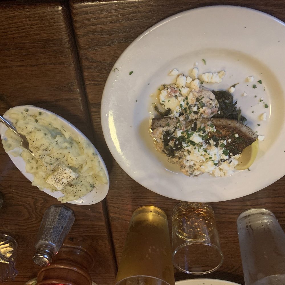Jay's Seafood - Blackened green style swordfish with horseradish mashed potatoes. - Seafood Near Me - Dayton, Ohio Jay's Seafood - Blackened green style swordfish with horseradish mashed potatoes. - Seafood Near Me - Dayton, Ohio