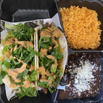 DiablosTacos Mexican Grill - Cheesy taco combo (one steak and one chicken) black beans. - Mexican Near Me - Stevenson Ranch, California DiablosTacos Mexican Grill - Cheesy taco combo (one steak and one chicken) black beans. - Mexican Near Me - Stevenson Ranch, California