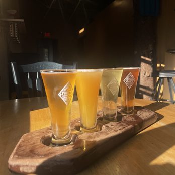 Two Way Brewing Company - L  R: Confusion, Highlands Haze, Hesperides cider, Wanderer - Breweries Near Me - Beacon, New York