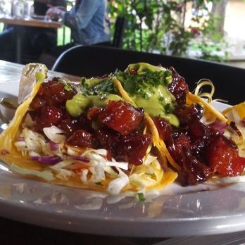 Speakeasy - Pork belly tacos in a sweet Tangy sauce a bit like sweet and sour - New American Near Me - Petaluma, California Speakeasy - Pork belly tacos in a sweet Tangy sauce a bit like sweet and sour - New American Near Me - Petaluma, California