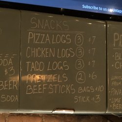 Menu of snacks