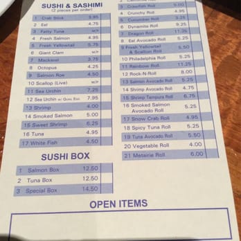 Sake Cafe - Sushi menu doesn't match the actual restaurant sushi menu! - Japanese Near Me - New Orleans, Louisiana Sake Cafe - Sushi menu doesn't match the actual restaurant sushi menu! - Japanese Near Me - New Orleans, Louisiana