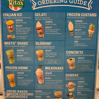 Rita's Italian Ice & Frozen Custard - Menu with lots of yummy options. - Ice Cream & Frozen Yogurt Near Me - Alameda, California Rita's Italian Ice & Frozen Custard - Menu with lots of yummy options. - Ice Cream & Frozen Yogurt Near Me - Alameda, California