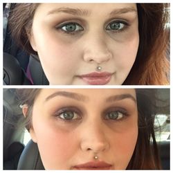 Eyebrow Threading - Natural brows on top and Leena brows on bottom
