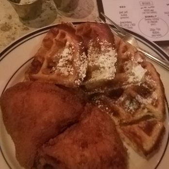 Sweet Chick - Waffles with bacon inside and two chicken fried thighs - Breakfast & Brunch Near Me - Brooklyn, New York Sweet Chick - Waffles with bacon inside and two chicken fried thighs - Breakfast & Brunch Near Me - Brooklyn, New York