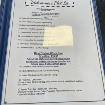 Vietnamese Pho Ly - Menu - Vietnamese Near Me - South Burlington, Vermont
