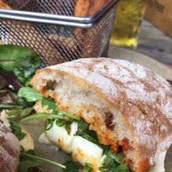 Sure Hotel by Best Western Lamb & Lion Inn York - Baked mozzarella ciabatta with hand cut fries