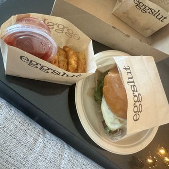 Eggslut - Truffle hashbrowns and gucchioro sandwich - Breakfast & Brunch Near Me - Las Vegas, Nevada Eggslut - Truffle hashbrowns and gucchioro sandwich - Breakfast & Brunch Near Me - Las Vegas, Nevada
