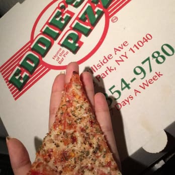 Eddie's Pizza - my hand for size reference lol - Pizza Near Me - New Hyde Park, New York Eddie's Pizza - my hand for size reference lol - Pizza Near Me - New Hyde Park, New York