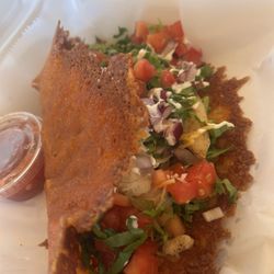 Toodles Tacos - Fries cheese taco with cheese. Get the queso and salsa too SO GOOD!