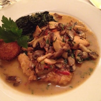 Gregorio's - Chicken Picante-chicken breast with mushrooms and hot peppers w tasty sauce. Not too hot. Even the spinach was great. - Mediterranean Near Me - Chatham, New Jersey