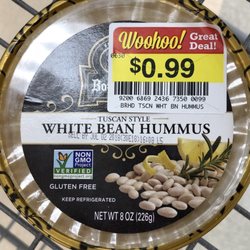 Kroger Food Stores - 7/1/18. Sunday morning. White Bean Hummus! Non GMO. Gluten Free. 99 cents. Yes, please!!