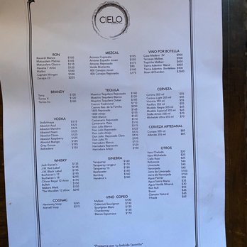 Cielo Rooftop SMA - Menu - Mexican Near Me - San Miguel de Allende, GUA