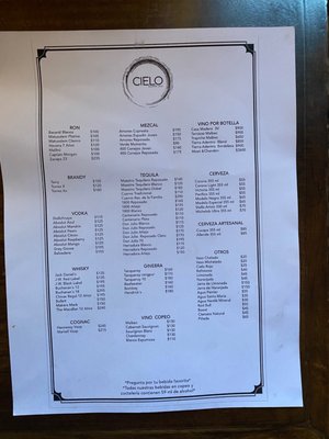 Menu photo 4 Cielo Rooftop SMA San Miguel de Allende, GUA