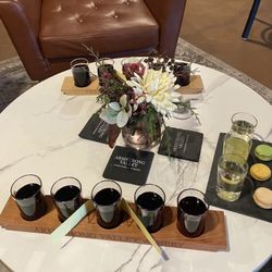 Armstrong Valley Winery - Wine flights at the fireplace