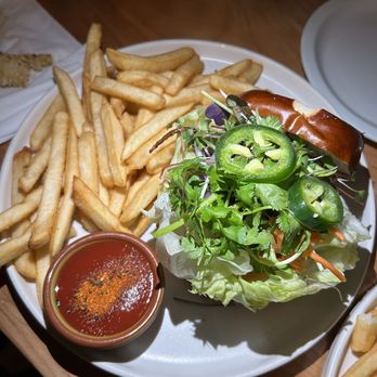 Buddha Belly Burger - Lion's Mane Burger w/ naked fries ~ $18.75 - Salad Near Me - Sacramento, California Buddha Belly Burger - Lion's Mane Burger w/ naked fries ~ $18.75 - Salad Near Me - Sacramento, California