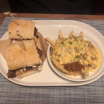 Bistro 101 - Short Rib Sandwich with chili cheese fries. - American Near Me - Rohnert Park, California Bistro 101 - Short Rib Sandwich with chili cheese fries. - American Near Me - Rohnert Park, California