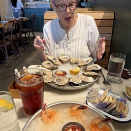 Chilled shrimp and a dozen oysters Chilled shrimp and a dozen oysters