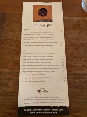Menu photo 8 Serious Pie Downtown Seattle, WA Menu photo 8 Serious Pie Downtown Seattle, WA