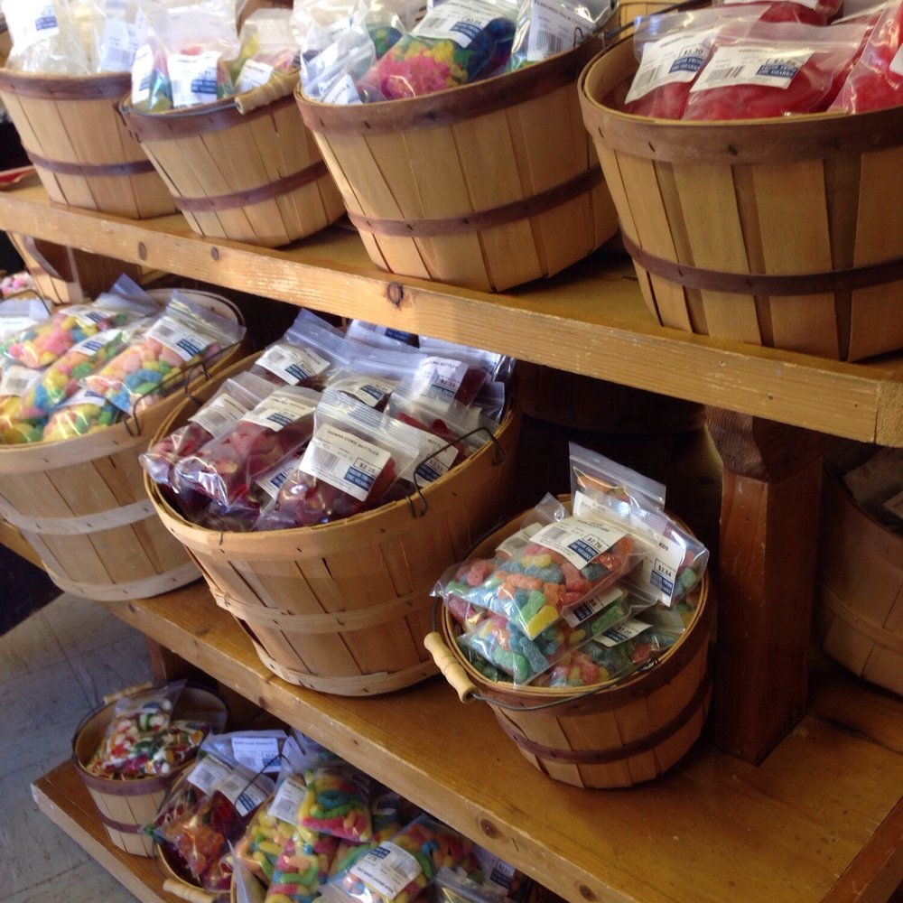 Ozark Maid Candies - baskets of candies on shelves - Candy Stores Near Me - Osage Beach, Missouri