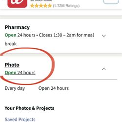 Walgreens - Photo Center opens 24 hrs according to the Walgreen's website