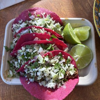Salt & Sugar at The Farm - Carne asada tacos ... so good! And their salsa was so addictive! Couldn't stop eating it - Tacos Near Me - Mesa, Arizona