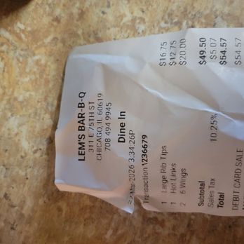 Lem's Bar-B-Q - 49.50 for ok food - Barbeque Near Me - Chicago, Illinois Lem's Bar-B-Q - 49.50 for ok food - Barbeque Near Me - Chicago, Illinois