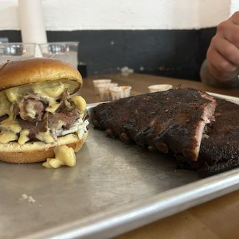Trax BBQ - 4 Horseman Sandwich & Full Rack of Ribs - Barbeque Near Me - McCordsville, Indiana Trax BBQ - 4 Horseman Sandwich & Full Rack of Ribs - Barbeque Near Me - McCordsville, Indiana
