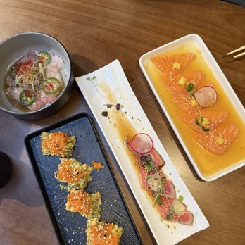 Umiya Sushi - Spicy Salmon Cracker, Yellowtail Jalapenos, Pepper Tuna Tataki, Passion salmon - Japanese Near Me - Alexandria, Virginia