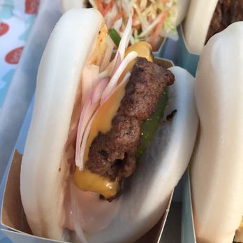 Bao Nine - The Prime Time (angus beef slider, cheddar, umami aioli, red onion, pickles) - Taiwanese Near Me - Philadelphia, Pennsylvania