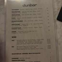 Drink menu