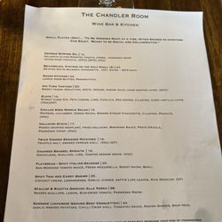 The Chandler Room at the Treadwll Inn - Menu on August 27, 2026
