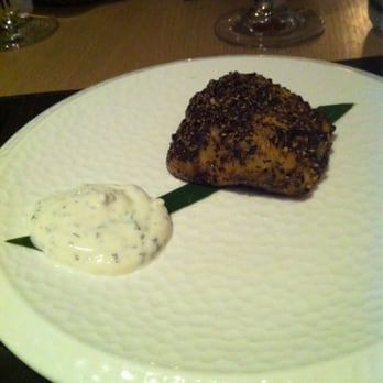Trishna - Seabass tikka, dill raita - Indian Near Me - London, XGL Trishna - Seabass tikka, dill raita - Indian Near Me - London, XGL