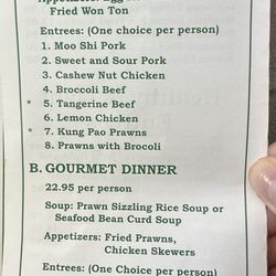 Mandarin Gourmet - Family dinner menu 11/20/23