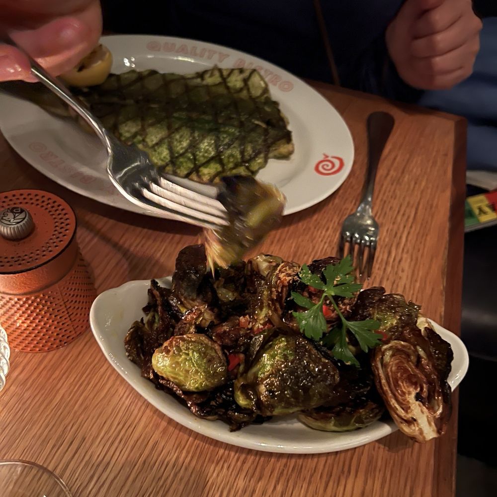 Quality Bistro - Branzino and Brussel sprouts - French Near Me - New York, New York Quality Bistro - Branzino and Brussel sprouts - French Near Me - New York, New York