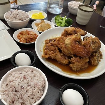 The Crew - Sweet Garlic fried chicken (assorted) with sides and rice - Korean Near Me - San Francisco, California