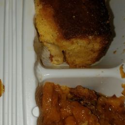 Burnt cornbread share the food with two other people they agreed burnt corn bread and not very well seasoned plate of food Burnt cornbread share the food with two other people they agreed burnt corn bread and not very well seasoned plate of food