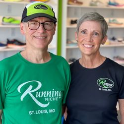 Running Niche - Co-owners Bob Dyer and Jennifer Henderson inside Running Niche.