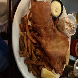The Bungalow Neighborhood Hub - Cod fish and chips it's huge pc but the accompaniments need genuine work