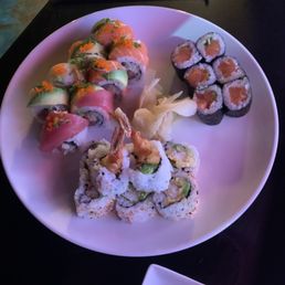 2 house favorites: Amigo and Salmon plus a premium roll: Hawaii.