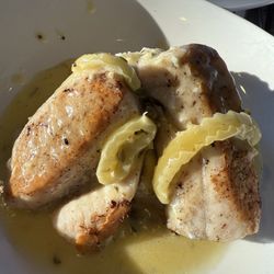Borderline Grill - Grilled walleye with piccata sauce over smashed red potatoes