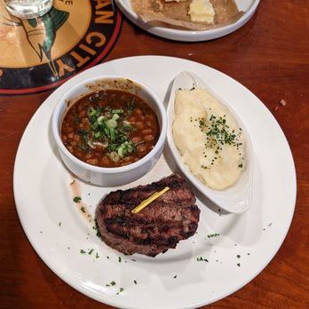 Sunset Grille - Steak with chorizo baked beans and mashed potatoes - Seafood Near Me - Ocean City, Maryland