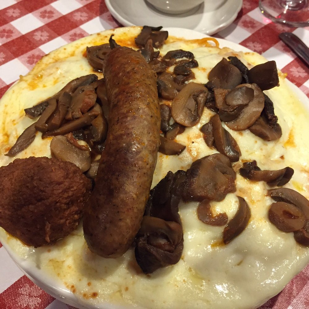 Chef's Restaurant - Spaghetti Parma with sausage mushrooms and a meatball. - Italian Near Me - Buffalo, New York