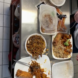 Beef lomein, egg rolls, steamed dumplings, sesame chicken, white rice, fried rice, general tso chicken Beef lomein, egg rolls, steamed dumplings, sesame chicken, white rice, fried rice, general tso chicken