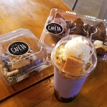 Cafe 86 - Ube tres leches cake, upside down halo halo, milo cupcake, ube truffles, ube cheesecake - Desserts Near Me - Union City, California